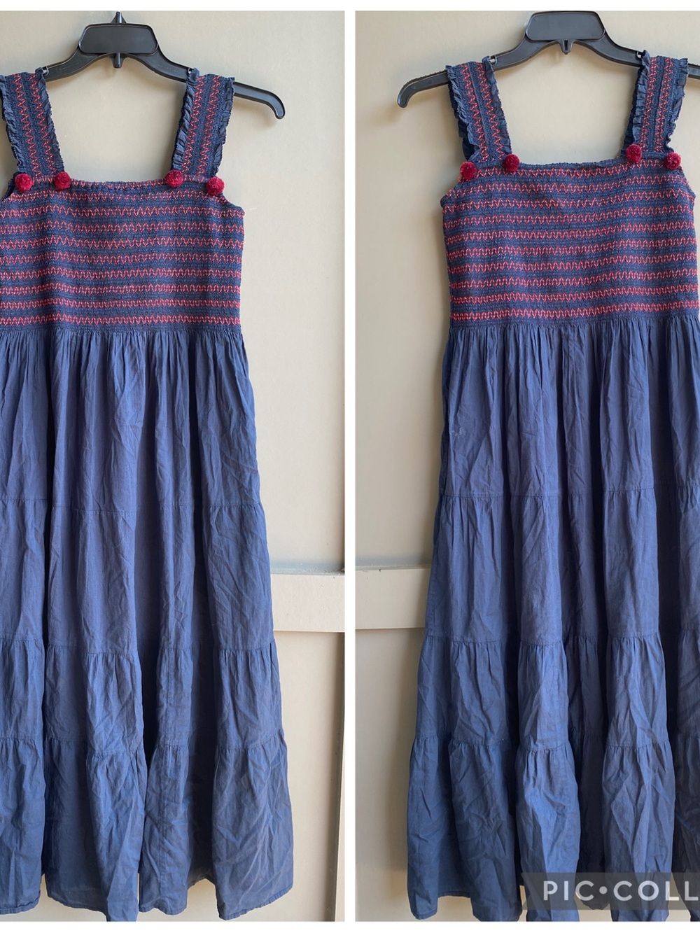 Figue Blue &  Navy Smocked Midi Dress Suze XS/S